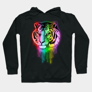 Tiger Neon Dripping Rainbow Colors Hoodie